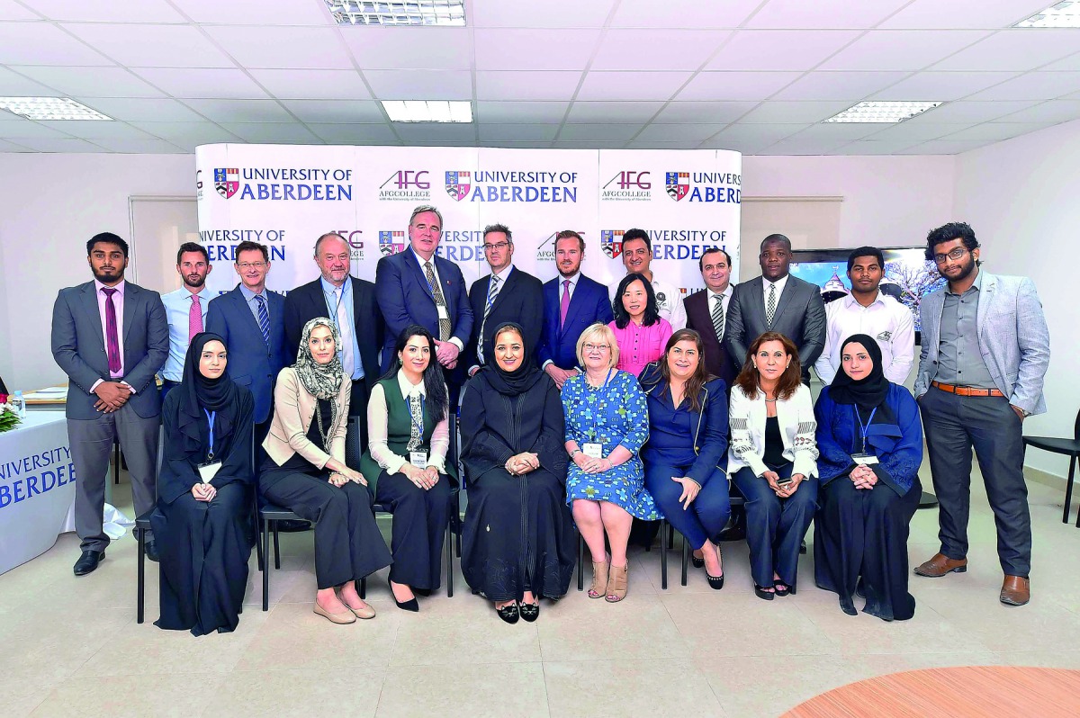 AFG College with the University of Aberdeen faculty members and other officials.