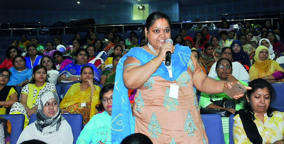 Teachers attending the in-house orientation programme.