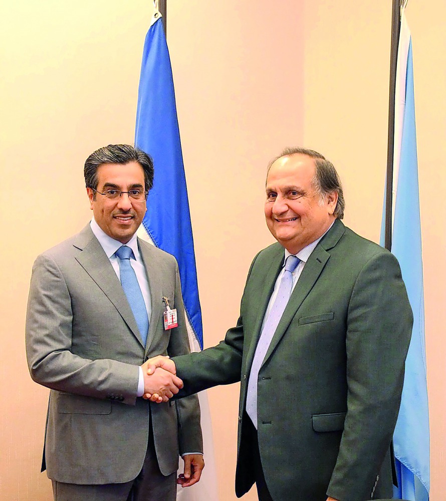 Dr Ali bin Samikh Al Marri met in Geneva yesterday with President of the UN Human Rights Council Joaquin Alexander Maza Martelli.
