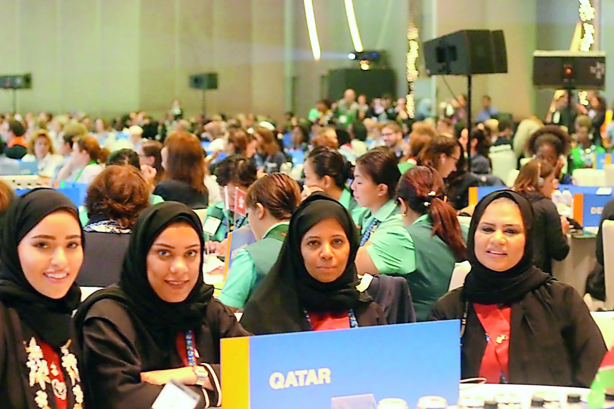 Qatar’s girls scouts at the New Delhi meeting.