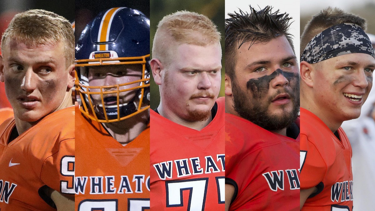 The accused are currently listed as members of Wheaton's football team -- one of the top US collegiate football programs:James Cooksey, from left, Kyler Kregel, Benjamin Pettway, Noah Spielman and Samuel TeBos. (Photo courtesy: Lou Foglia / Chicago Tribun