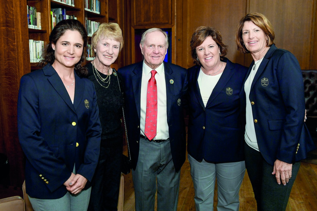  Lorena Ochoa, Barbara Nicklaus, Jack Nicklaus, Meg Mallon and Juli Inkster attend the 2017 World Golf Hall Of Fame Induction Ceremony in New York City on Tuesday. 