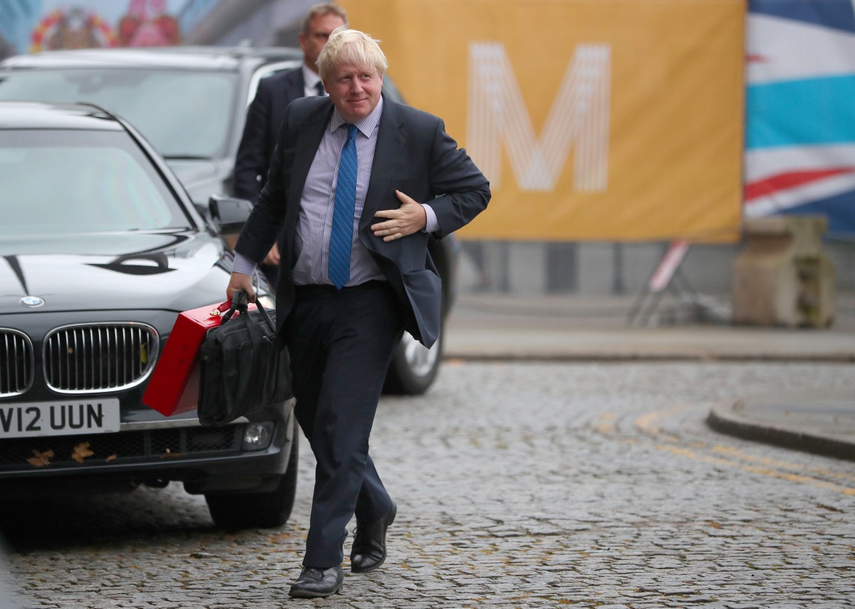 Britain's Foreign Secretary, Boris Johnson, arrives at the conference centre for the Conservative Party Conference, in Manchester, Britain October 1, 2017. Reuters/Hannah McKay