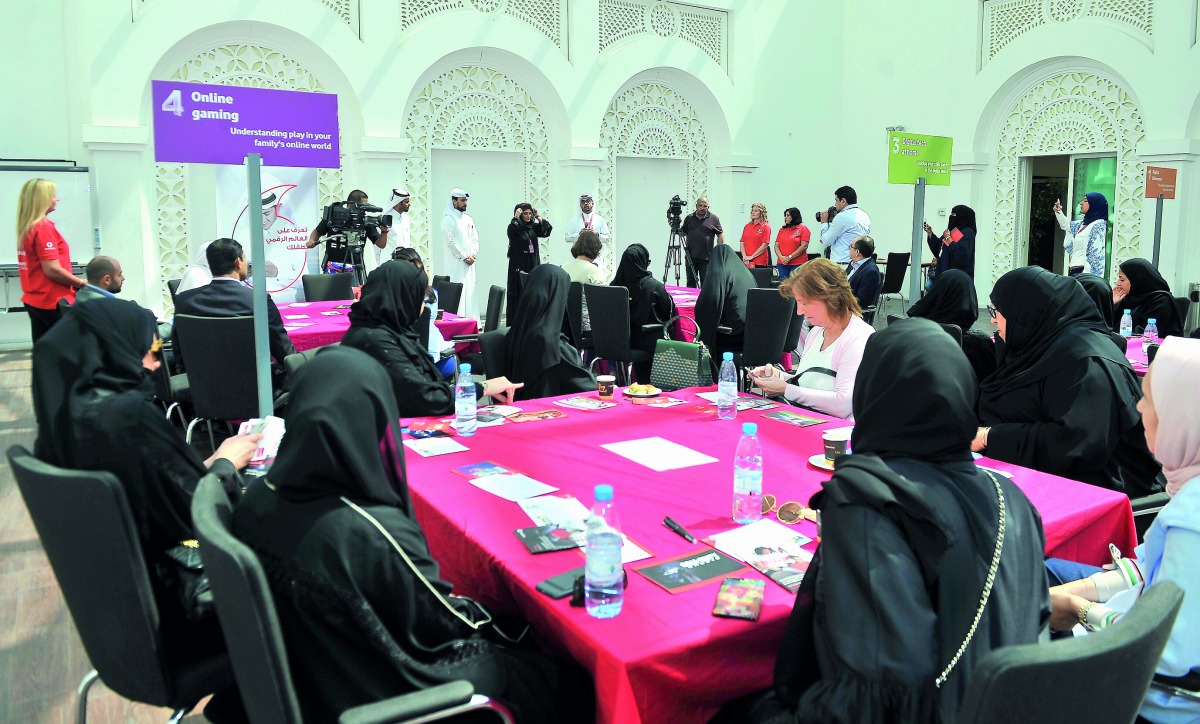 Participants during the Vodafone Qatar  “Connected Families” workshop at Qatar Foundation Recreation Center yesterday.  Pic: Baher Amin / The Peninsula 