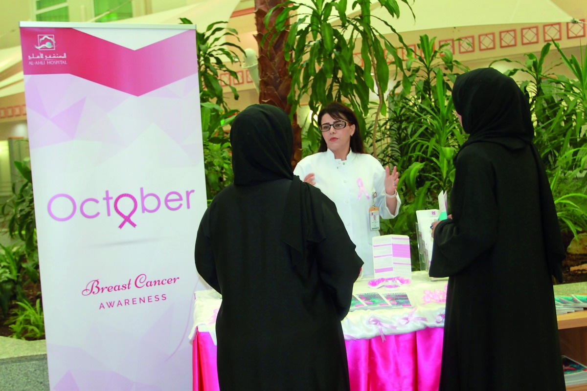 People listen to the tips on breast cancer cure from experts  as part of the Breast Cancer Awareness Campaign organised by Al-Ahli Hospital. 