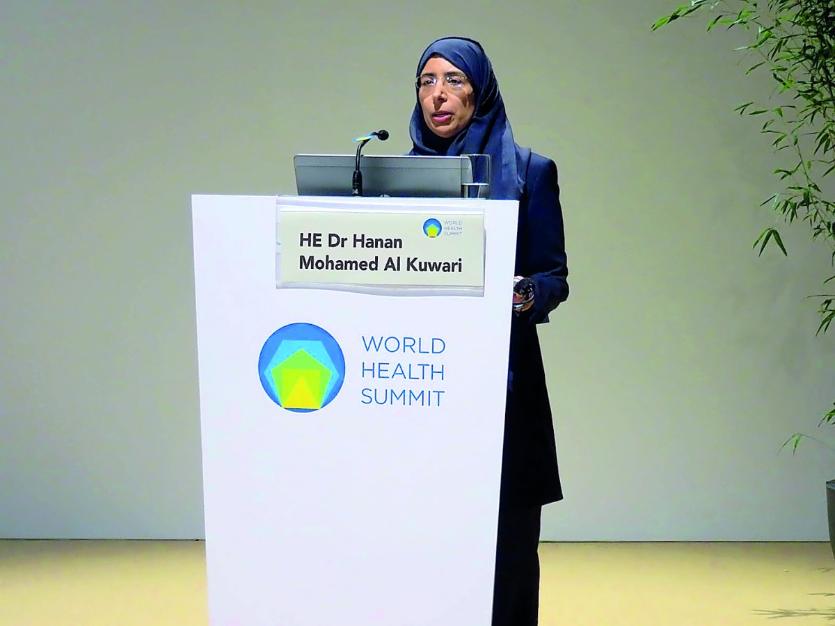 Minister of Public Health H E Dr. Hanan Mohamed Al Kuwari at the World Health Summit in Berlin. 