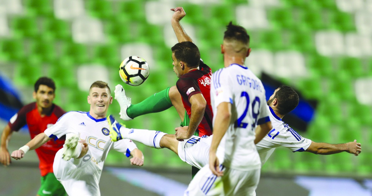 Al Rayyan and Al Sailiya Players vie for the ball possession during their QNB Stars League match played at Al Ahli Stadium yesterday. Al Rayyan won 1-0 