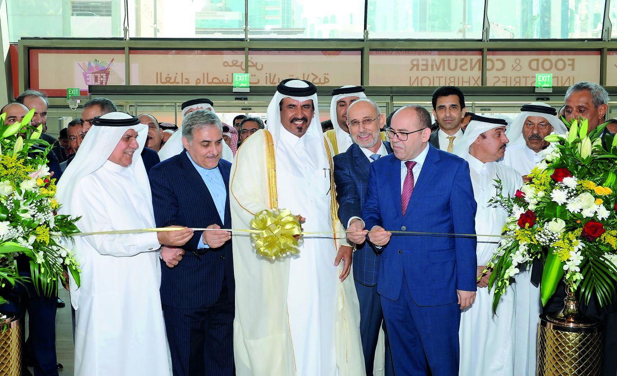 The Vice-Chairman of Qatar Chamber, Mohamed bin Ahmed bin Tawar Al Kuwari, inaugurating the Food and Consumer Industries Exhibition at the Doha Exhibition and Convention Center, yesterday.  Photos: Salim Matramkot /The Peninsula