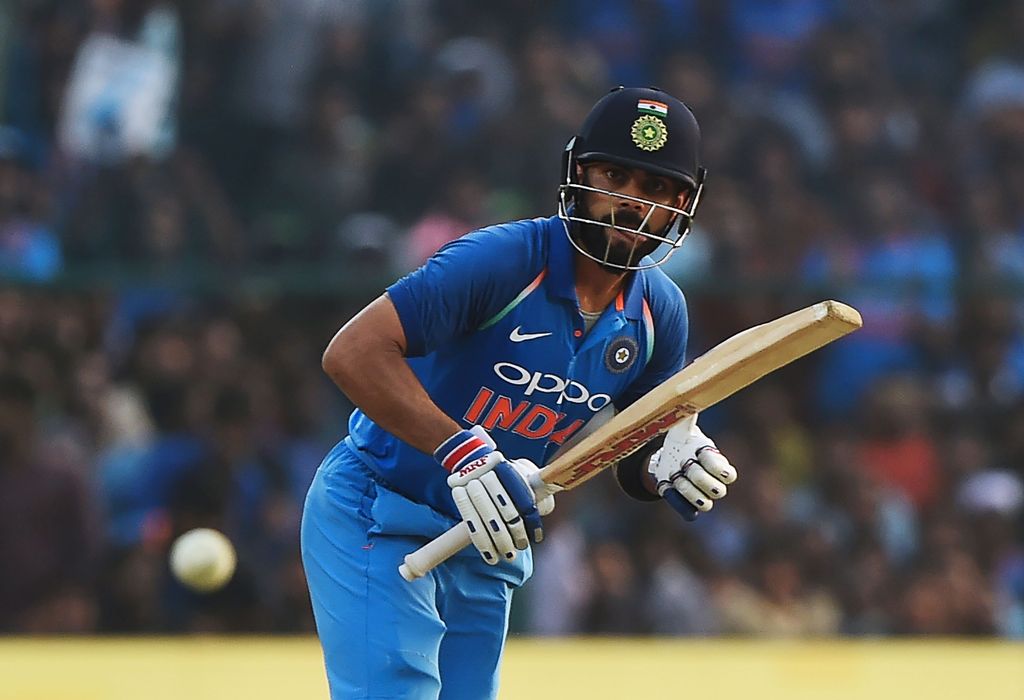 A file photo of  Indian captain Virat Kohli after hitting a shot during the third one day international (ODI) cricket match between India and New Zealand at the Green Park Cricket Stadium in Kanpur,                  October 29, 2017. GETTYOUT/ AFP / MONEY