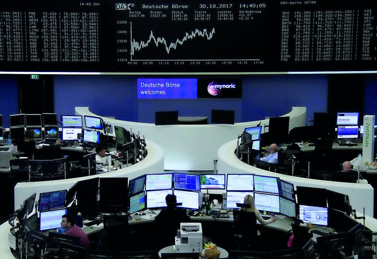 The German share price index, DAX board, is seen at the stock exchange in Frankfurt, Germany, October 30, 2017.  Reuters/Staff/Remote