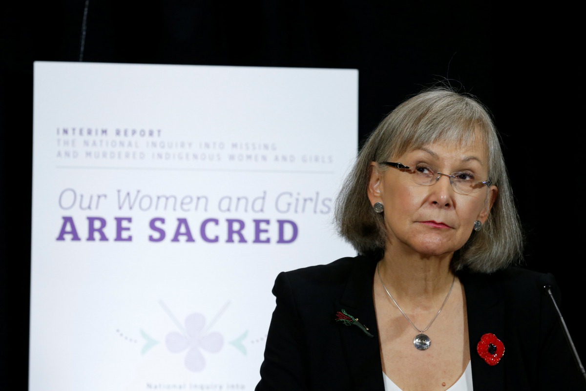 National Inquiry into Missing and Murdered Indigenous Women and Girls Chief Commissioner Marion Buller listens to a question during a news conference in Ottawa, Ontario, Canada, November 1, 2017. Reuters/Chris Wattie