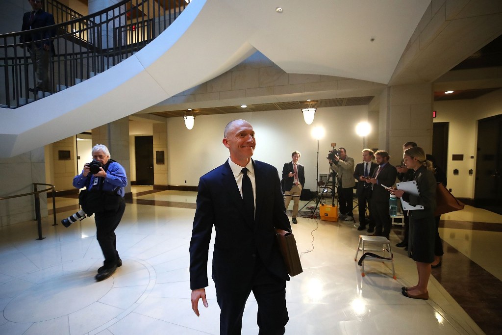 Carter Page, walks away after speaking to the media after testifying before the House Intelligence Committee on November 2, 2017 in Washington. (Mark Wilson/Getty Images/AFP)