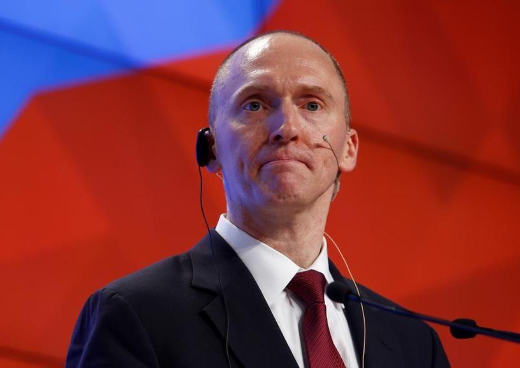 A file photo of one-time advisor of US President-elect Donald Trump, Carter Page addresses the audience during a presentation in Moscow, Russia, December 12, 2016. REUTERS/Sergei Karpukhin