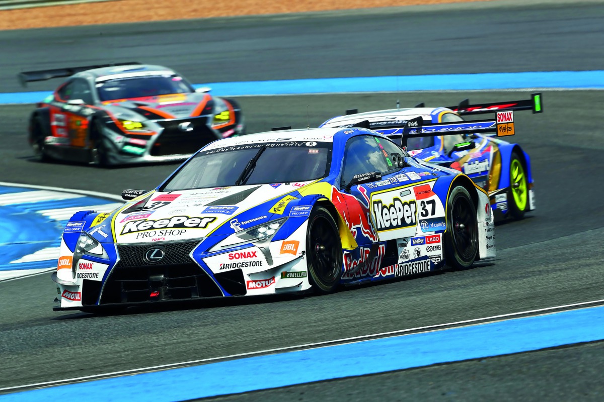 Lexus LC 500 Chang leads during the penultimate round of the Super GT500 series held at the Chang International Circuit in Thailand recently.