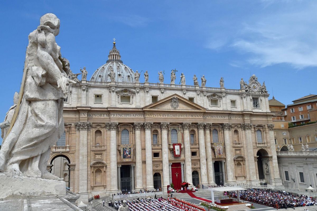 This file photo taken on June 04, 2017 in Vatican shows St Peter's basilica during a mass led by Pope Francis. AFP / Andreas Solaro
