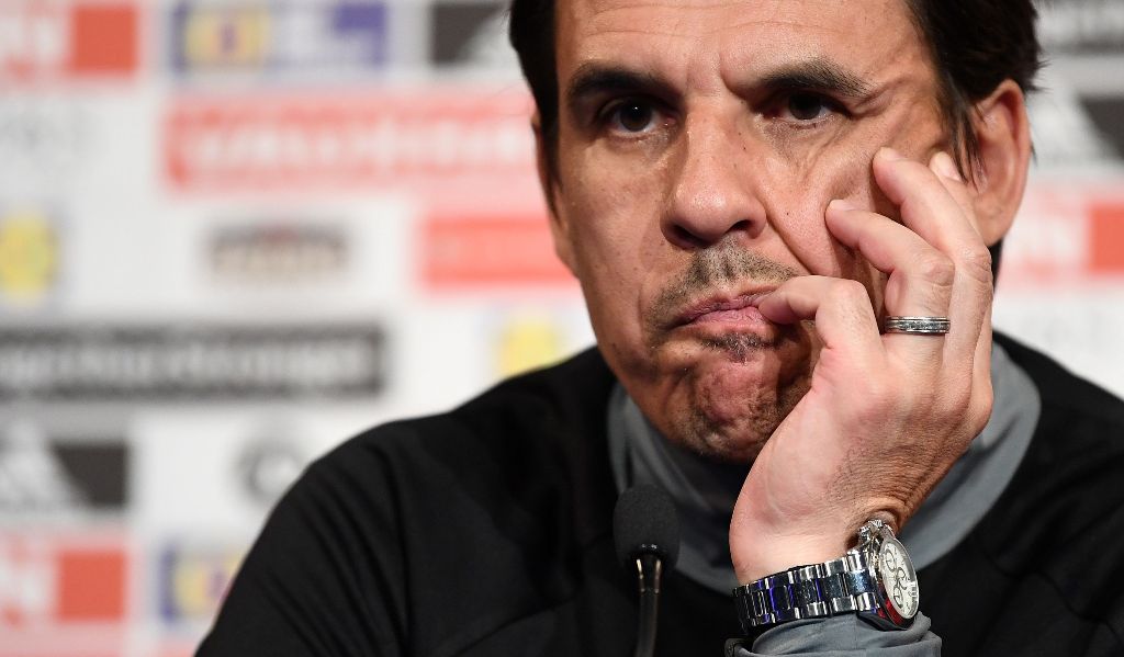 (FILES) This file photo taken on November 9, 2017 shows Wales' head coach Chris Coleman as he gives a press conference at the Stade de France stadium in Saint-Denis, north of Paris, on the eve of the of the friendly football match against France.  AFP / F