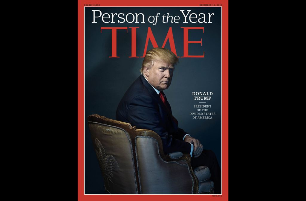 A file photo obtained December 7, 2016 courtesy of TIME shows then US president-elect Donald Trump as Person of the Year cover. / AFP / TIME Inc. / Nadav KANDER 