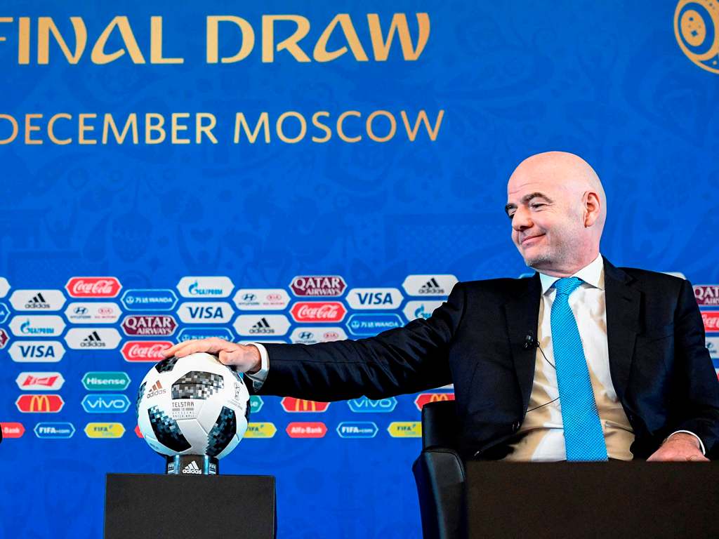 FIFA president Gianni Infantino attending a press conference prior to the Final Draw for the 2018 FIFA World Cup football tournament in Moscow on December 01, 2017. (AFP / Alexander NEMENOV)