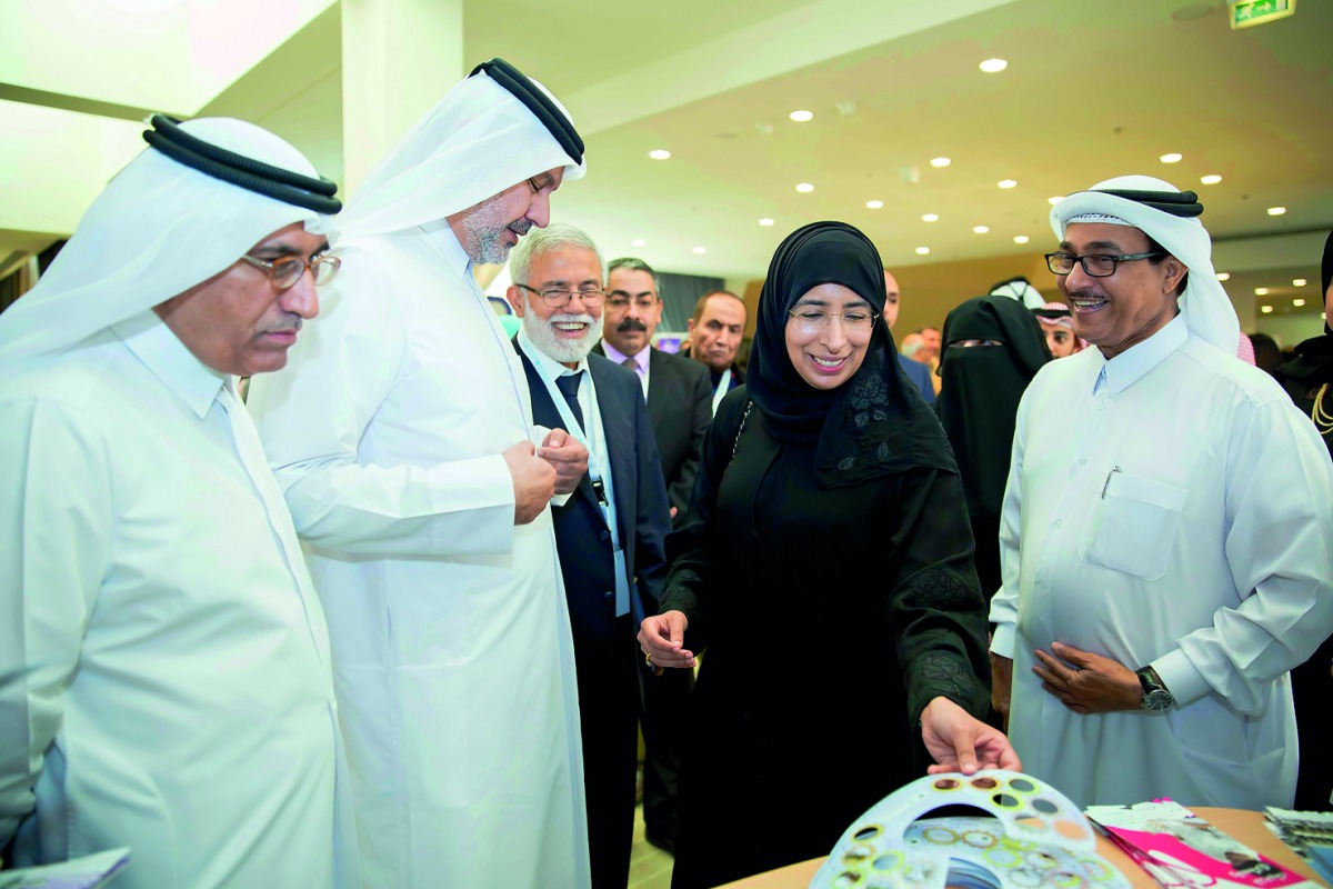 H E Dr Hanan Mohamed Al Kuwari, Minister of Public Health, touring the exhibition and poster presentation area during the Second Qatar Diabetes, Endocrinology and Metabolic Conference at Sheraton- Doha Hotel.