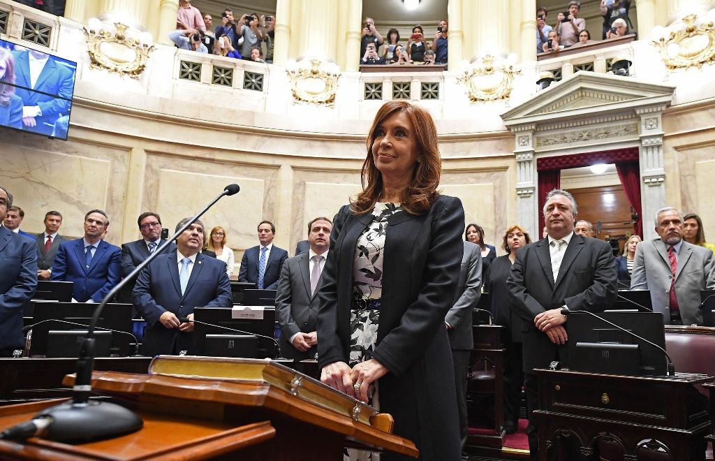 Argentine former president and Buenos Aires senator Cristina Fernandez de Kirchner swearing-in for a new mandate as senator, at the Congress in Buenos Aires. AFP