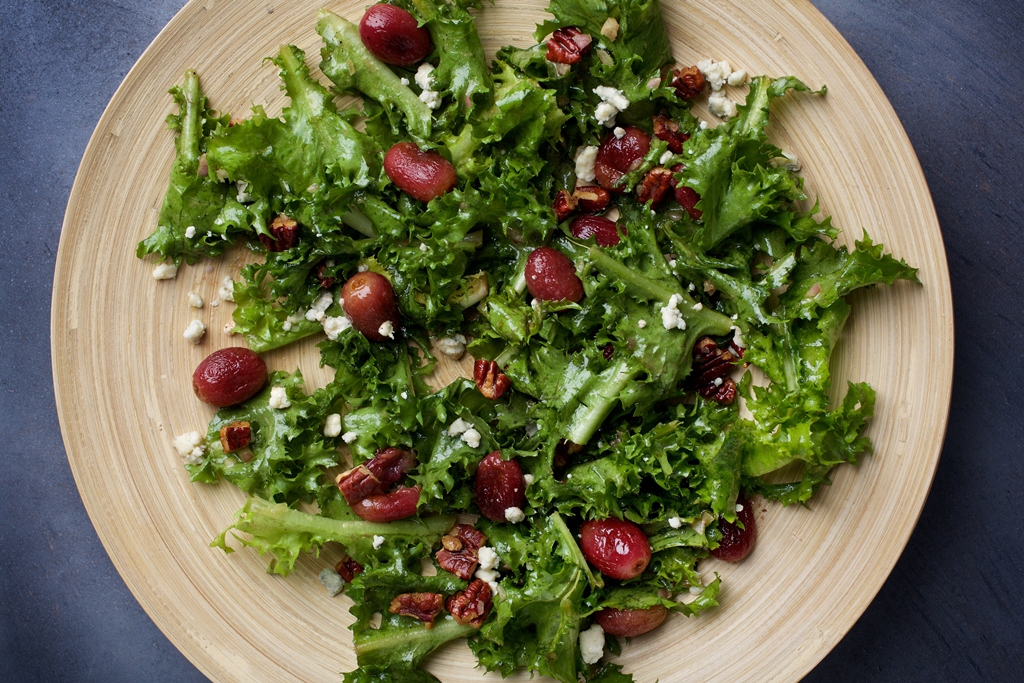 Chicory Salad With Roasted Grapes. (Photo by Deb Lindsey for The Washington Post)