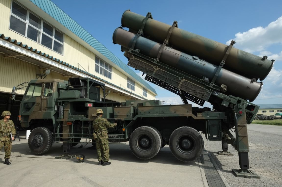 A truck-mounted anti-ship missile at Japan Ground Self-Defense Force in Hokkaido, Japan on Sept. 8, 2017. Kazuhiro Nogi / AFP.