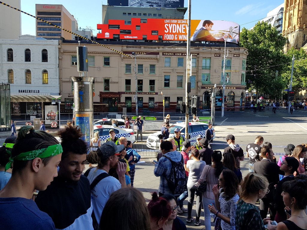 Flinders St station is blocked by the police following the car incident in Melbourne, Australia, December 21, 2017 in this picture obtained from social media. Mohamed Khairat/via REUTERS 