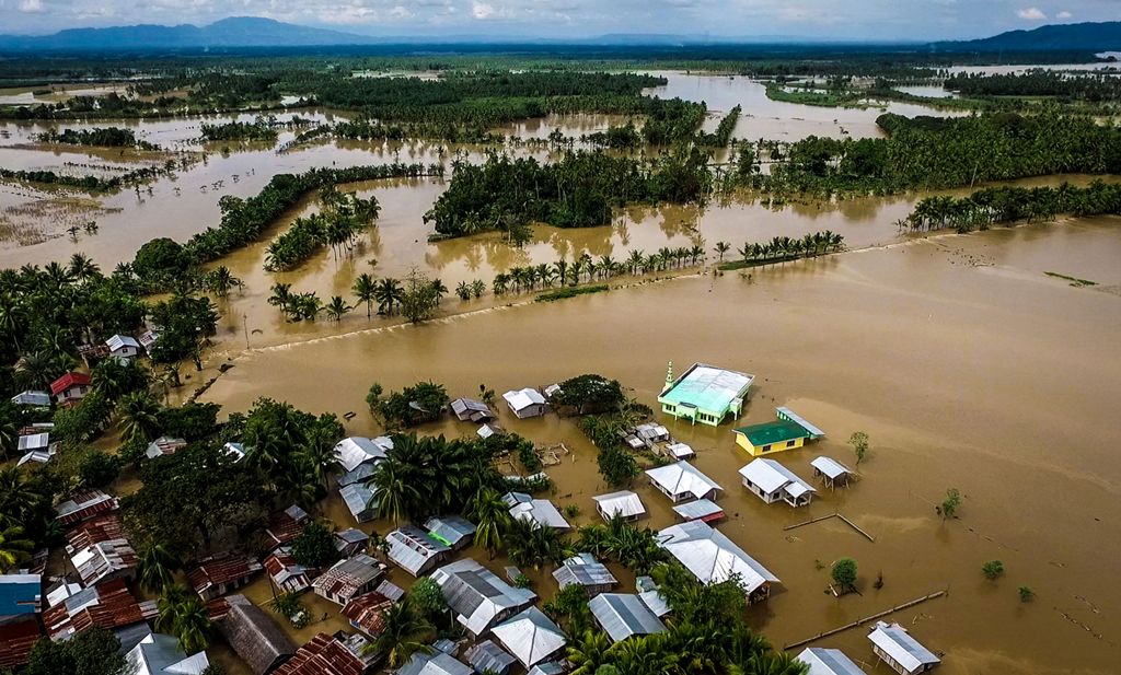 A general view of the flooded Municipality of Kabacan, North Cotabato, on the southern island of Mindanao on December 23, 2017, after Tropical Storm Tembin dumped torrential rains across the island. AFP / FERDINANDH CABRERA

