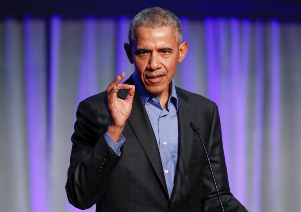 A file photo of former US President Barack Obama speaking during the North American Climate Summit in Chicago, Illinois, US, December 5, 2017. REUTERS/Kamil Krzaczynski