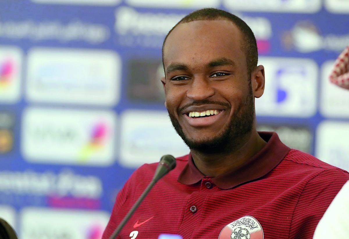 Abdulkareem Hassan speaks during a pre-match press conference in Kuwait City. Picture: Hussein Sayed