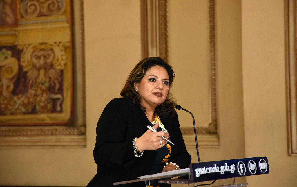 Guatemalan Foreign Minister Sandra Jovel answers questions during a press conference at the Culture Palace in Guatemala City on December 27, 2017. / AFP / Orlando ESTRADA