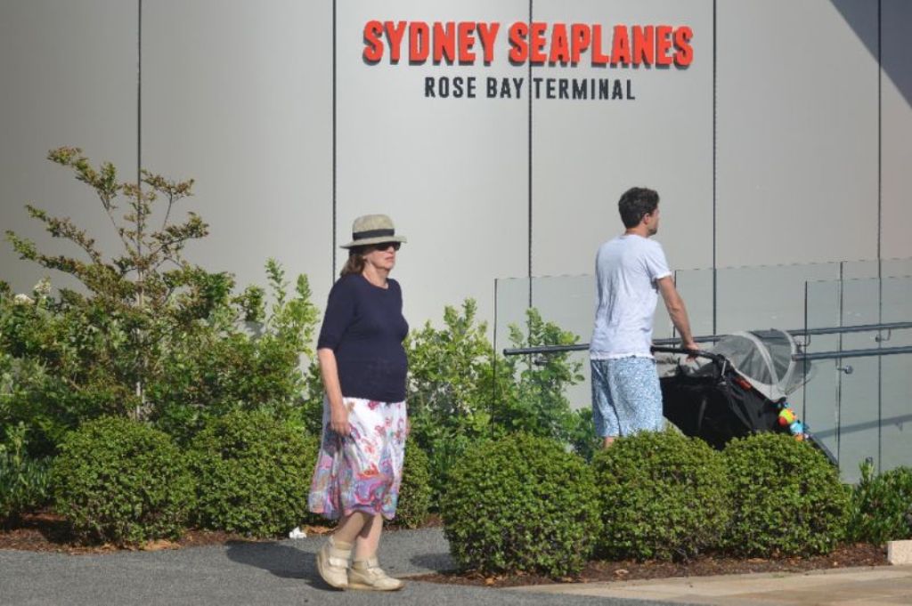 Visitors at the entrance to the Sydney Seaplanes terminal in Rose Bay, Sydney: six people died after one of its aircraft crashed (AFP Photo/Peter PARKS).