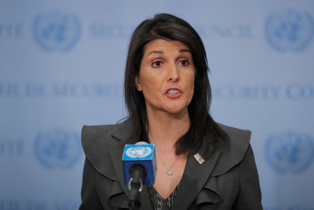 US Ambassador to the United Nations Nikki Haley speaks at UN headquarters in New York, US, January 2, 2018. REUTERS/Lucas Jackson