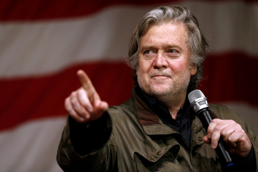 A file photo of former White House Chief Strategist Steve Bannon speaks during a campaign event for Republican candidate for US Senate Judge Roy Moore in Fairhope, Alabama, U.S., December 5, 2017. REUTERS/Jonathan Bachman/File Photo