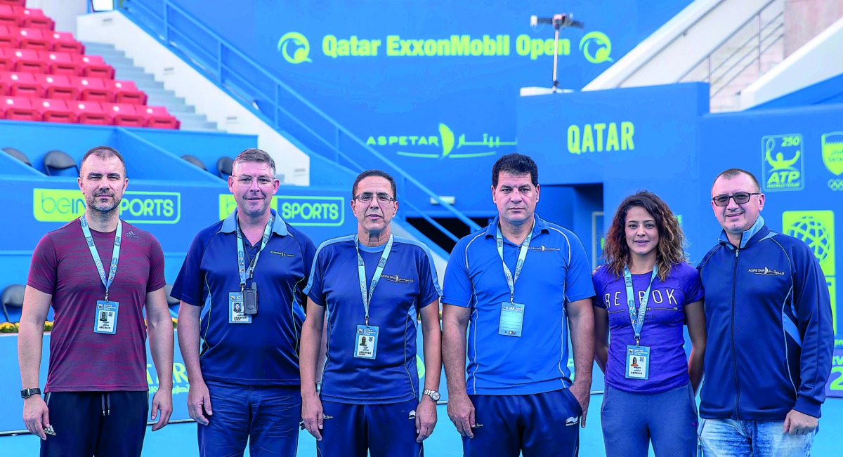 Aspetar’s team of experts poses at ATP Qatar Exxon Mobil Open 2018. 