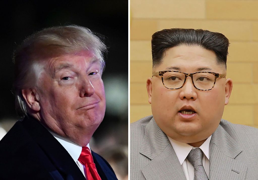 (FILES) This combo shows a file photo (L) taken on November 30, 2017 of US President Donald Trump; and a file picture (R) released by North Korea's official Korean Central News Agency (KCNA) showing North Korean leader Kim Jong-Un.AFP PHOTO/KCNA VIA KNS/ 