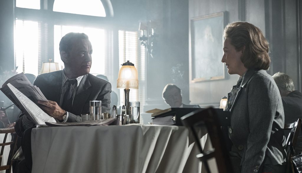 A still of the actors Meryl Streep and Tom Hanks from the movie The Post.