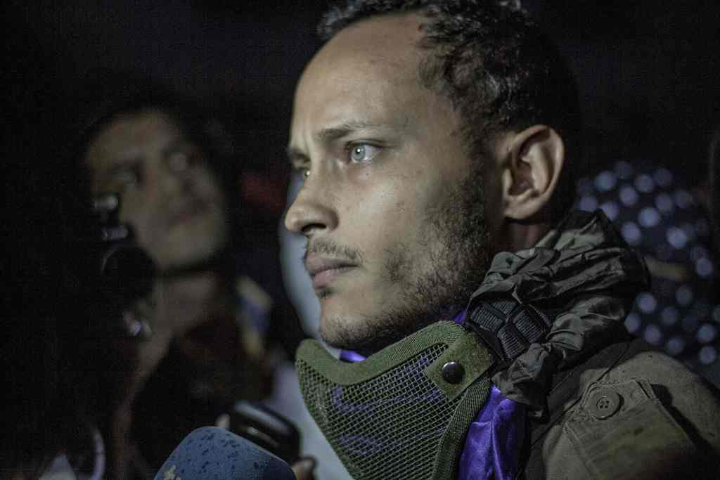 (FILES) This file photo shows Venezuelan police officer Oscar Perez participating in an anti-government protest in Caracas on July 13, 2017. AFP / INAKI ZUGASTI