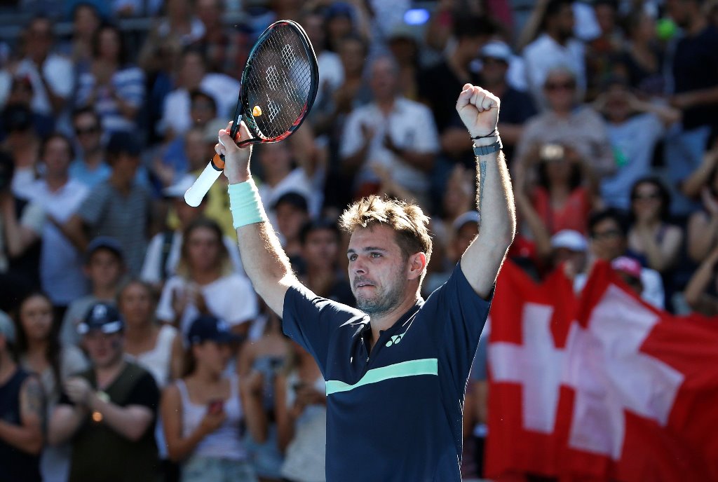 Tennis - Australian Open - Hisense Arena, Melbourne, Australia, January 16, 2018. Stan Wawrinka of Switzerland celebrates winning against Ricardas Berankis of Lithuania. REUTERS/Toru Hanai
