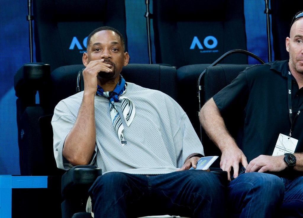 US actor Will Smith watching Nick Kyrgios of Australia against Jo-Wilfried Tsonga. EPA/TENNIS AUSTRALIA 
