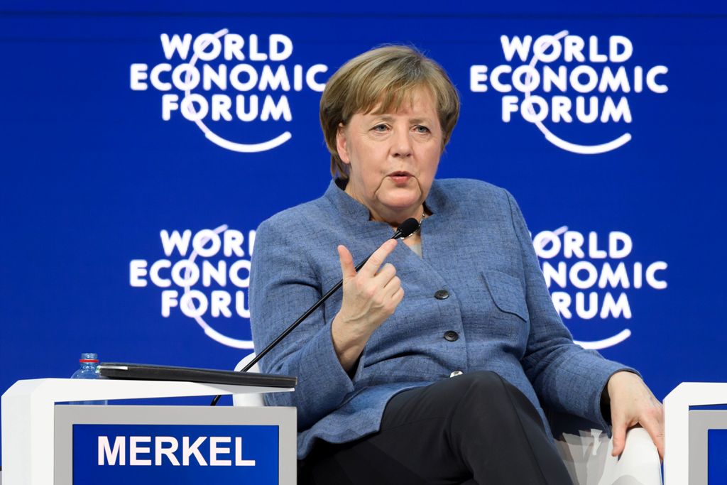 German Chancellor Angela Merkel attends the annual World Economic Forum (WEF) on January 24, 2018, in Davos, eastern Switzerland. AFP / Fabrice COFFRINI
