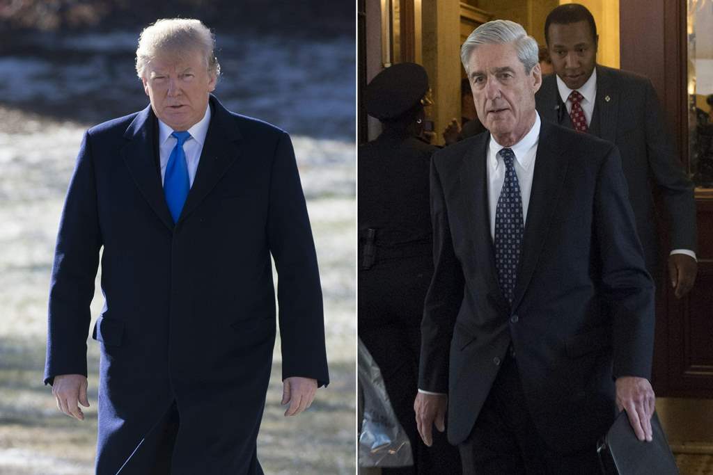 (COMBO) This combination of pictures created on January 24, 2018 shows US President Donald Trump on the South Lawn of the White House in Washington, DC, January 5, 2018, and former FBI Director Robert Mueller, special counsel on the Russian investigation,