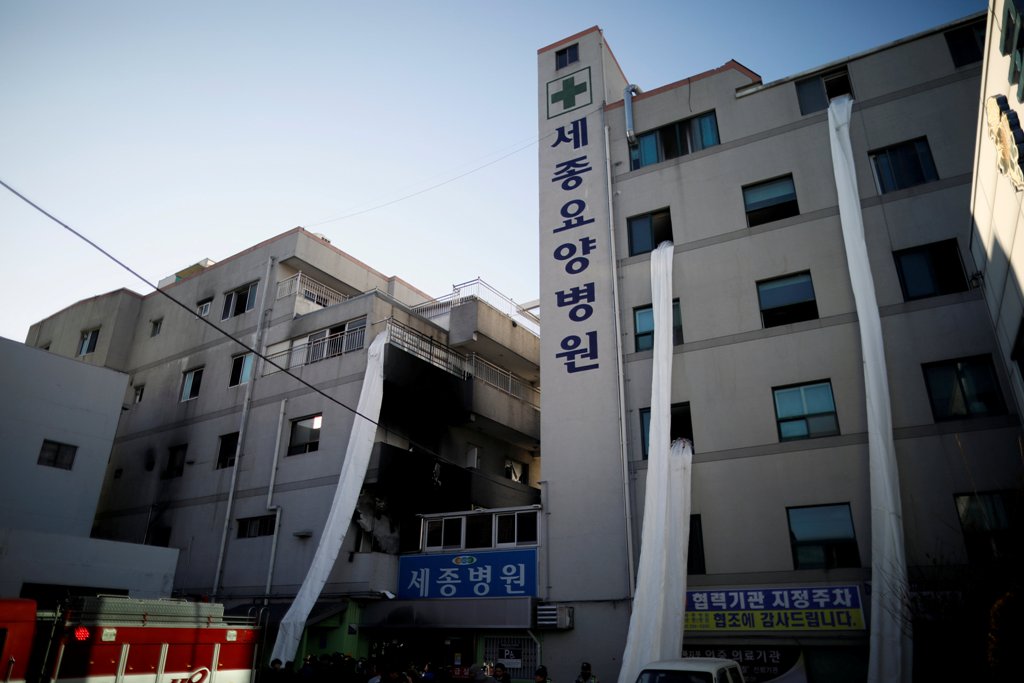 A hospital is seen after a fire in Miryang, South Korea January 26, 2018. Kim Hong-ji/REUTERS