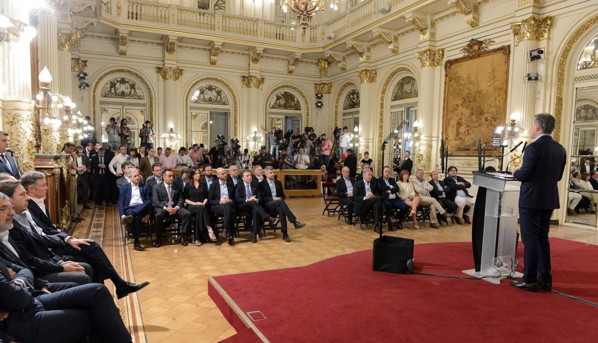Argentina's President Mauricio Macri speaks during a ceremony at the Casa Rosada Presidential Palace in Buenos Aires, Argentina January 29, 2018. Argentine Presidency/ Reuters