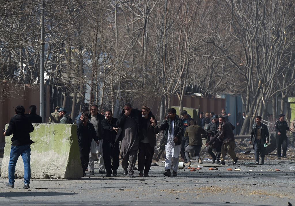 File photo of the car bomb explosion in front of the old Interior Ministry building in Kabul on January 27, 2018. AFP / WAKIL KOHSAR