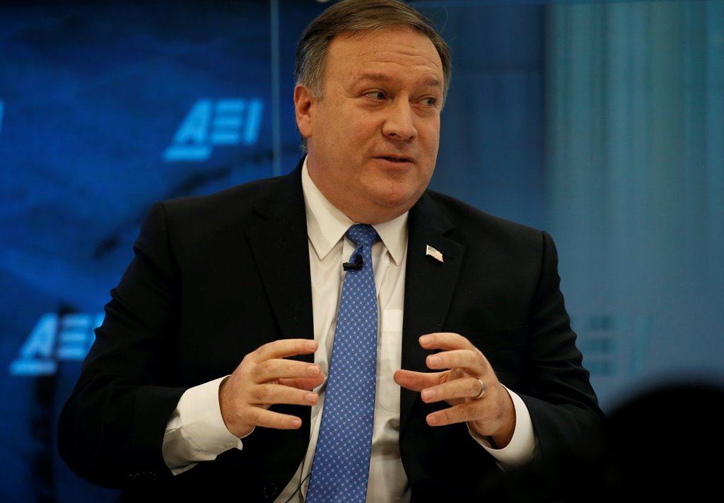 FILE PHOTO: CIA Director Mike Pompeo delivers remarks at 