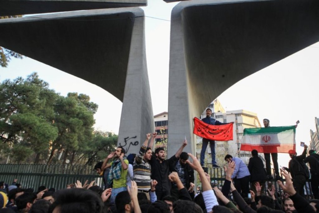 File photo of people gathering to protest over high cost of living in Tehran, Iran on December 30, 2017. Stringer - Anadolu Agency.