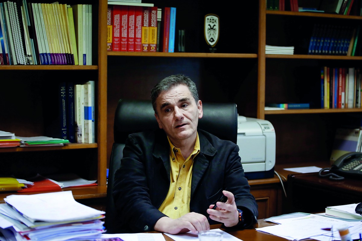 Greek Finance Minister Euclid Tsakalotos speaks during an interview with Reuters at his office in the Finance ministry in Athens, Greece, January 30, 2018. Reuters/Costas Baltas