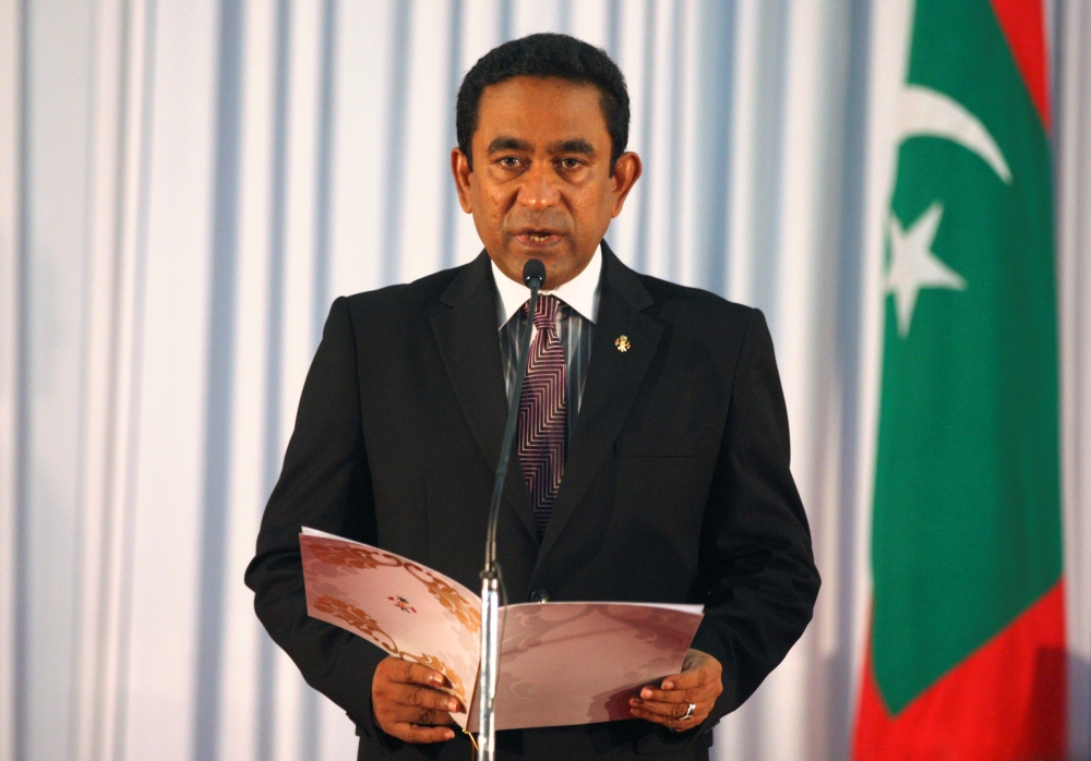 File photo of Abdulla Yameen taking his oath as the President of Maldives during a swearing-in ceremony at the parliament in Male November 17, 2013. REUTERS/Waheed Mohamed/File Photo

