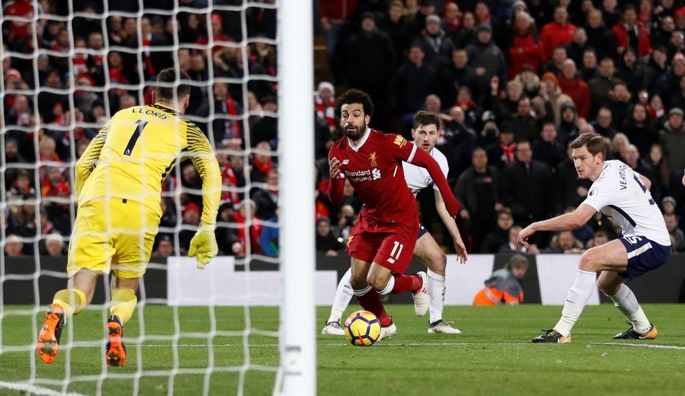 Liverpool's Mohamed Salah scores their second goal Action Images via Reuters/Carl Recine